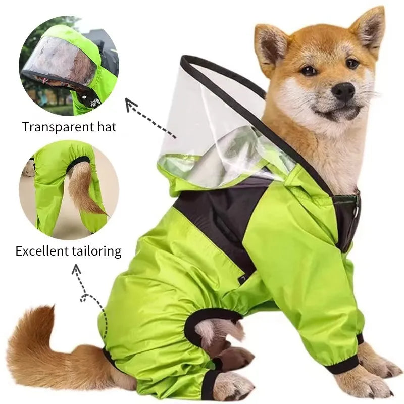 Impermeable para Perros The Dog Face – Mono Chubasquero con Cobertura Completa, Resistente al Agua y Cómodo
