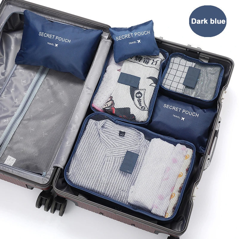 “Set de viaje organizador" – Bolsas organizadoras 6 piezas · Ligero, transpirable, compacto